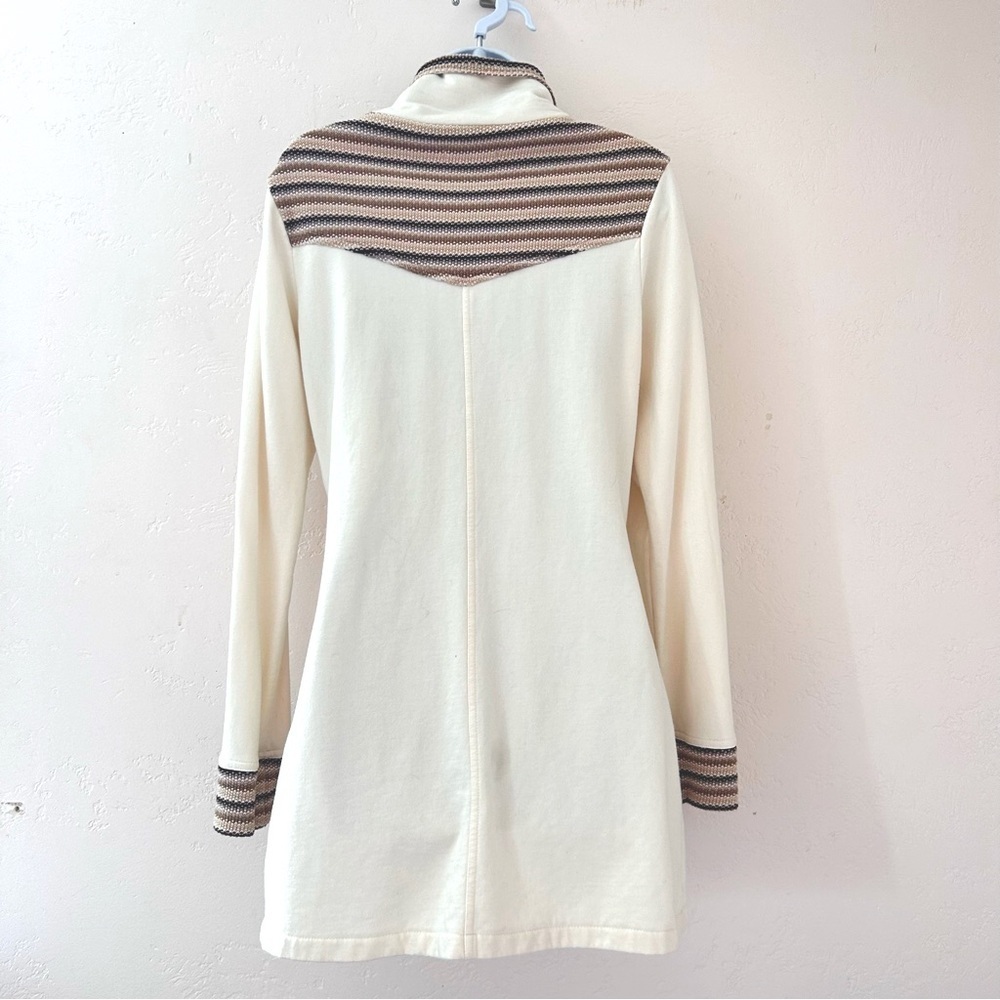 PRANA Women's Rowen Jacket Cream Waffle Knit Yoke Mid Length Fleece Coat Size S - Picture 8 of 12